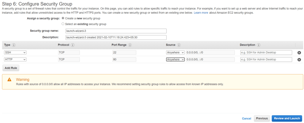 Configure Security Group 7