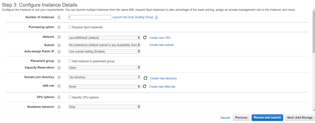 Configure instance details 7