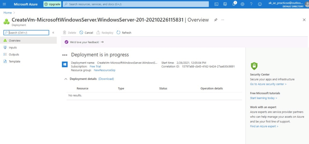 azure vm creation in progress 20