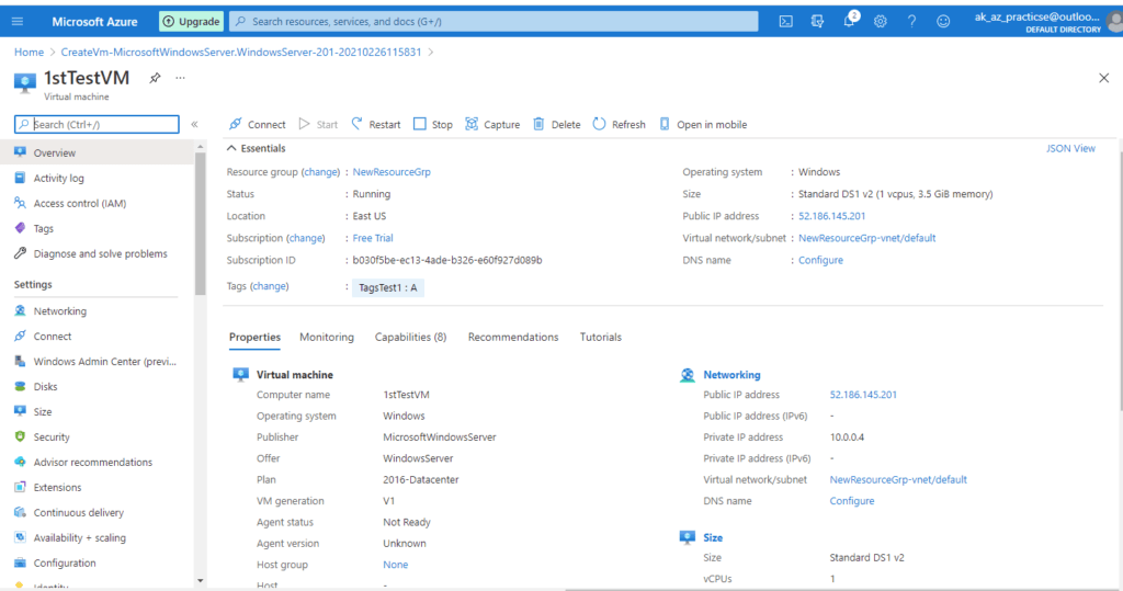 check azure vm details 22