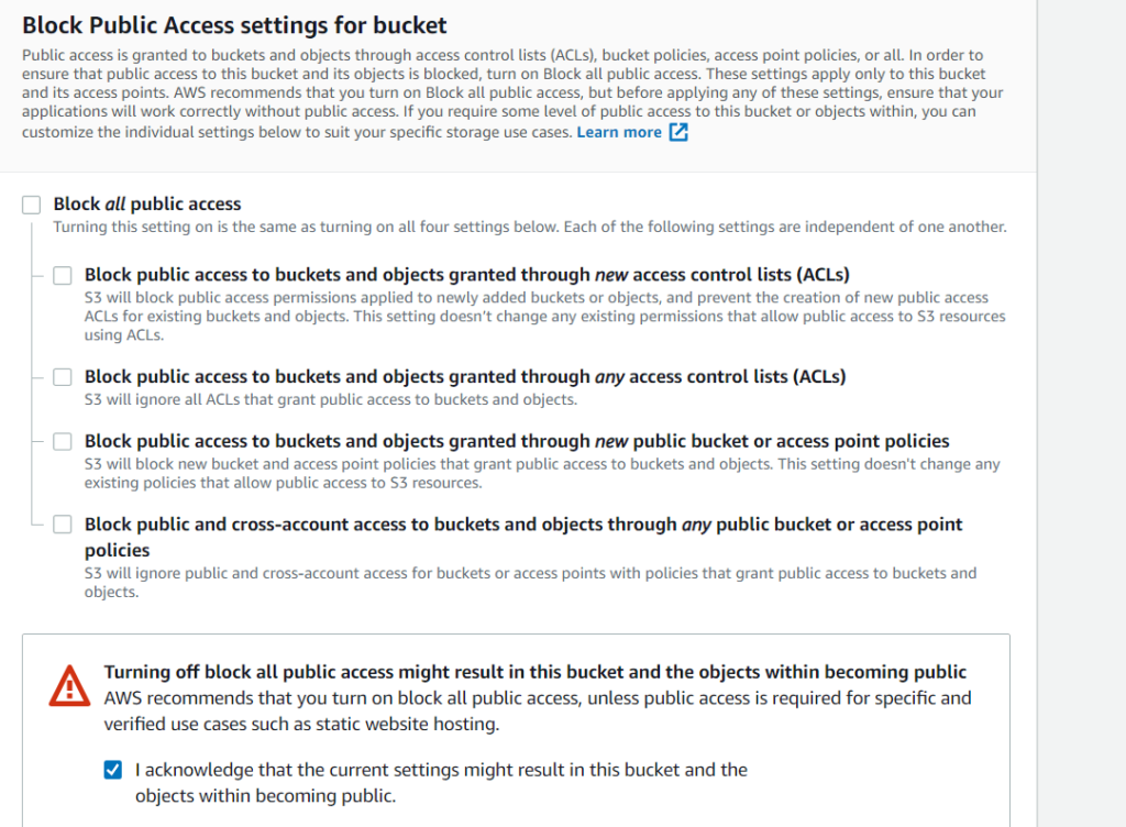 enable public access s3 bucket 2