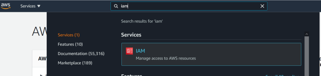 login-aws-manament-console-and-search-iam_1