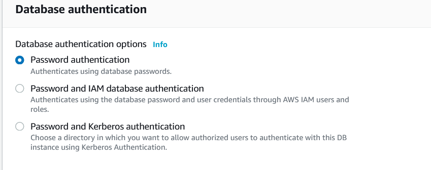 select database authentication 11