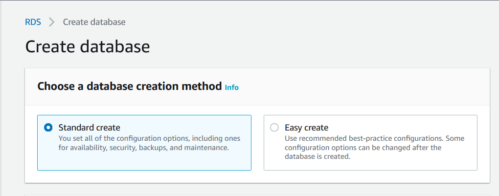 select database creation method 2