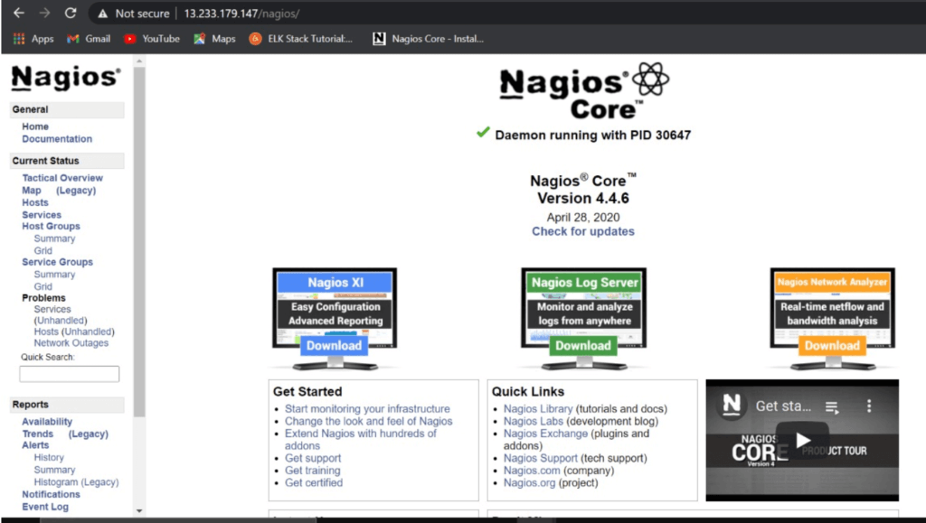 nagios core web interface