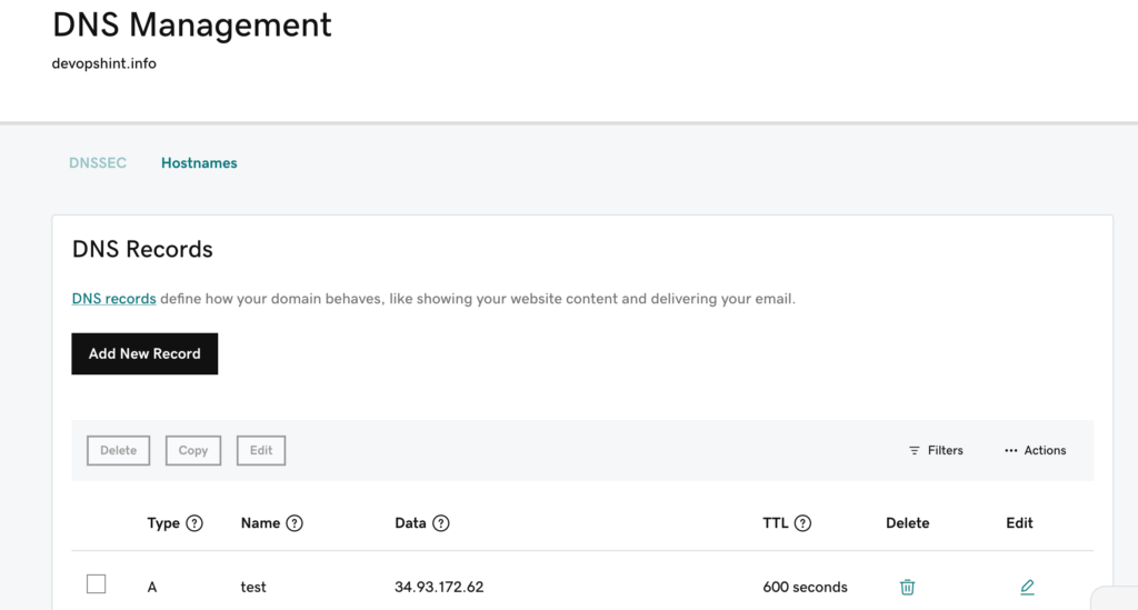 point A record in godaddy domain