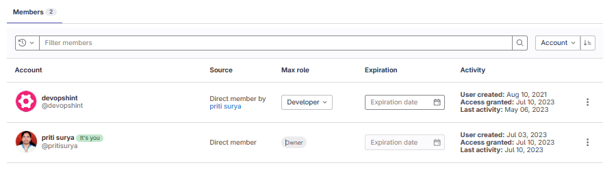 added user