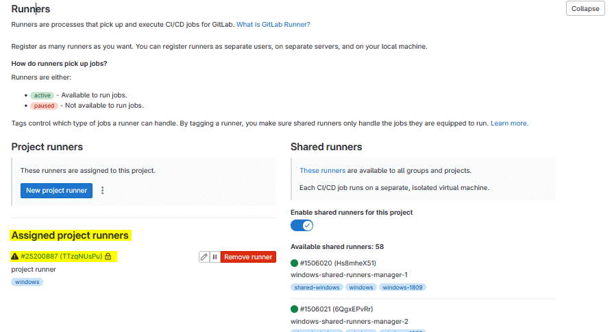 assigned project runner