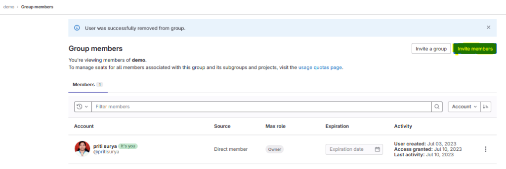 click on invite members