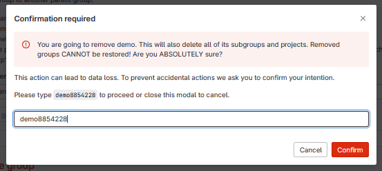 confirm removed group