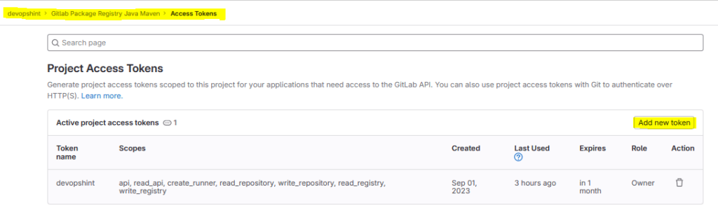 click on new token