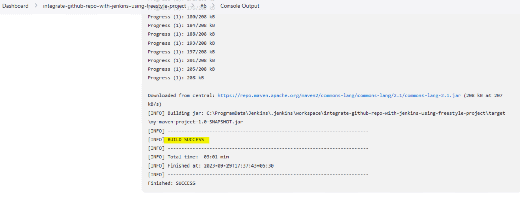 console output 2