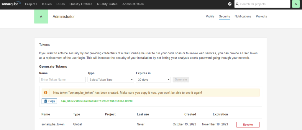 generate token