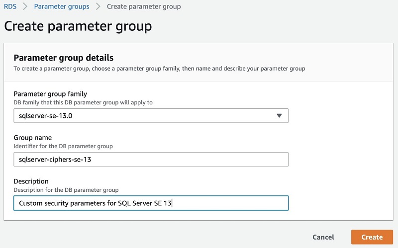 Customizing security parameters 2
